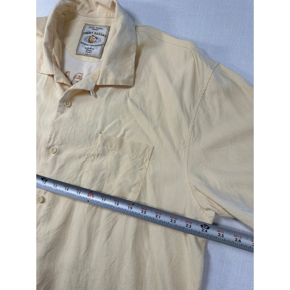 Tommy Bahama Mens XL Silk 2010 Spring Training Baseball Camp Shirt Yellow - Picture 6 of 7